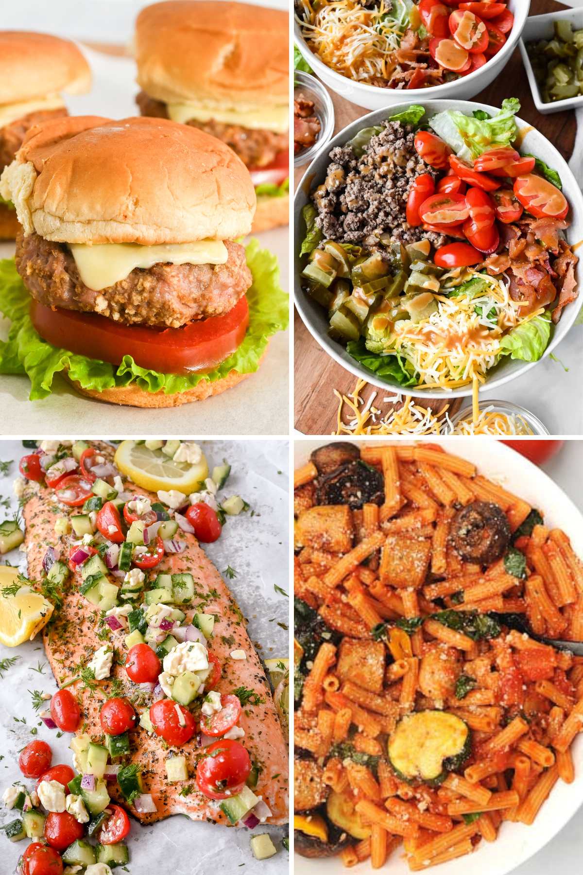 A collage of healthy meals to make in April.