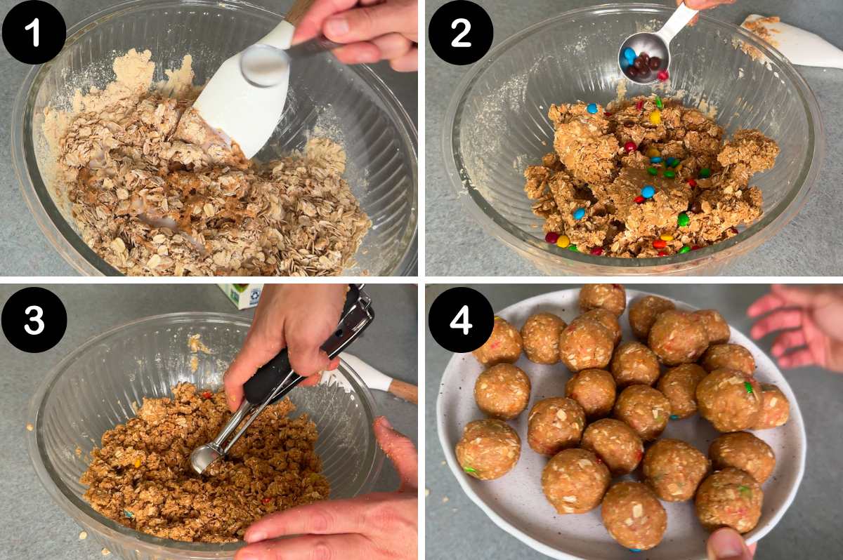 numbered steps for making monster protein balls.