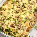 close up of veggie egg bake casserole.