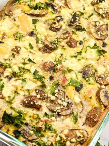 close up of veggie egg bake casserole.