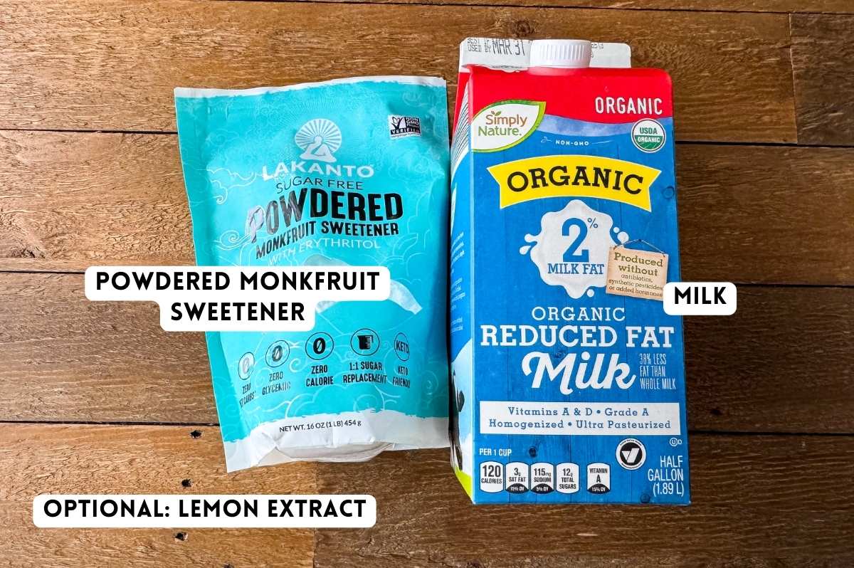 labeled ingredients for sugar free glaze.